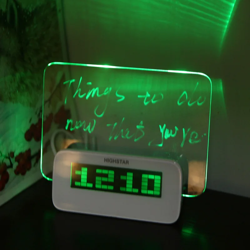 Creative Fluorescent Electronic Desk Alarm Clock Message Board
