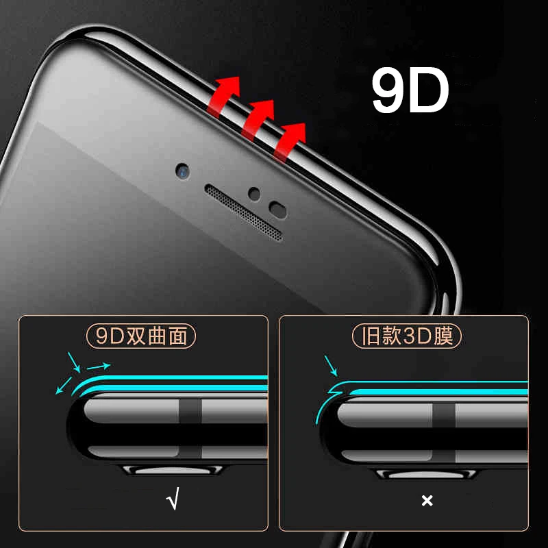 Закаленное стекло 9D с защитой от отпечатков пальцев для Iphone 6 6S 7 8 Plus 10 XR X S XS Max