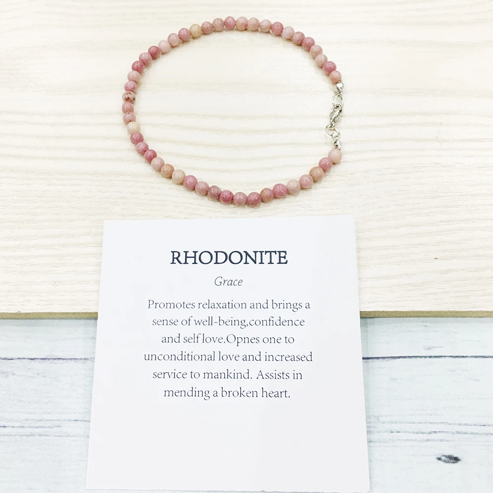 Ruberthen Rhodonite ножной браслет 4 мм модный каменный браслет мини драгоценный камень энергетические ювелирные изделия