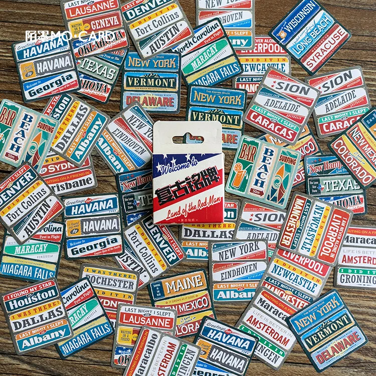

Retro Nameplate English Letter Stickers Set Decorative Stationery Stickers Scrapbooking DIY Diary Album Stick Lable