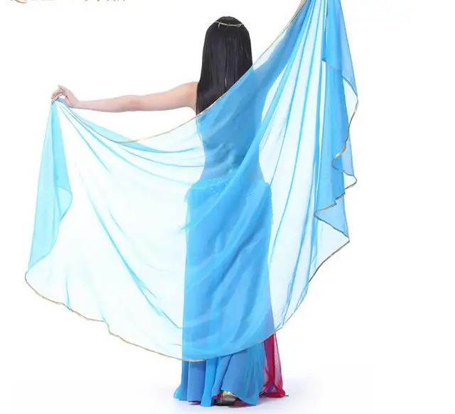 250*120cm Stage Performance Belly Dance Scarf Shawl Light Texture Half Circle Veils Professional Women Belly Dance Veil Chiffon sky blue