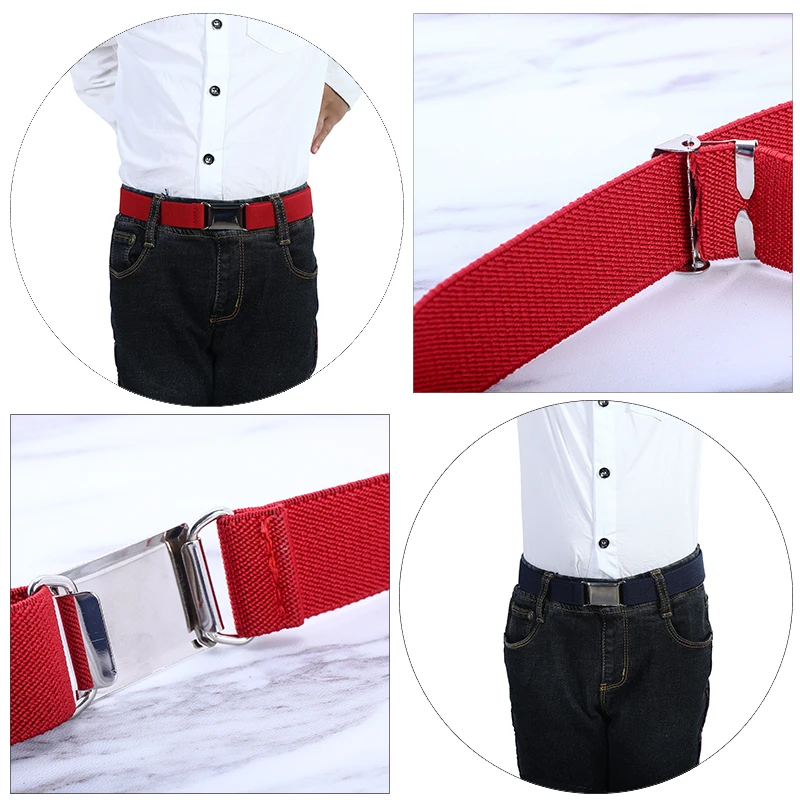 Boys Kids Magnetic Buckle Belt Stretch Adjustable Elastic Canvas Children Belts