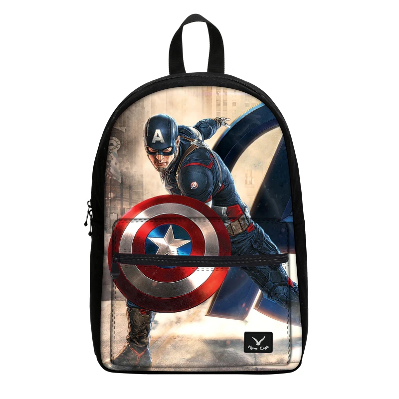 

VEEVANV Fashion Captain America Prints School Bookbag Men Small Canvas Laptop Backpack Boys Casual Shoulder Bag Children Mochila