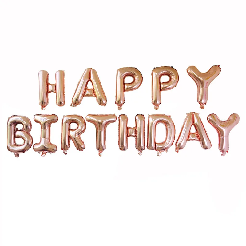 

13pcs/set 16 inches Happy Birthday Letters Foil Balloons Rose Gold Letter Balloon for Baby Shower Birthday Party Decorations