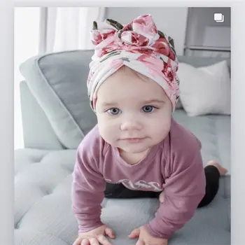

Baby Beanies Caps Newborn Girls Turban Toddler Hats Babe Bows Headband