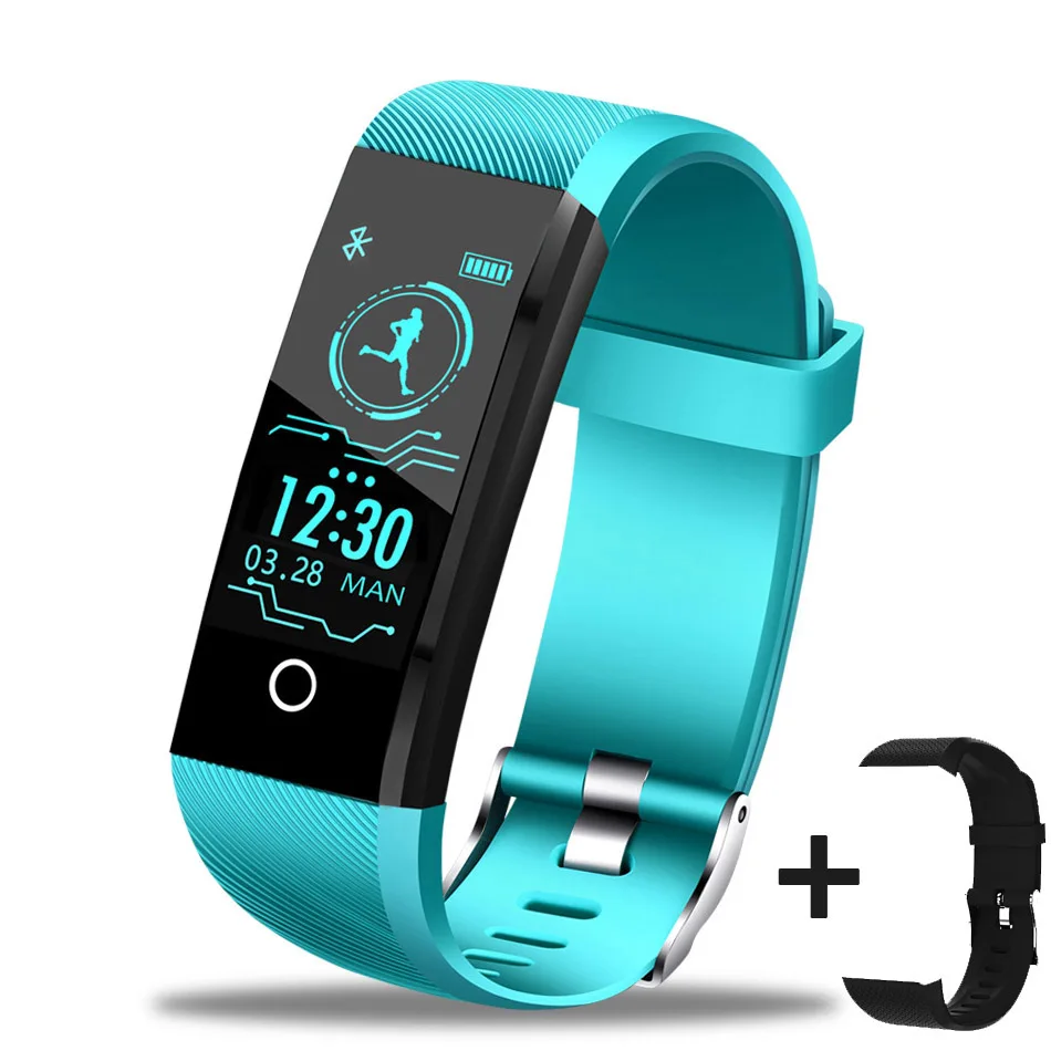 LIGE умный Браслет кровяное давление монитор сердечного ритма фитнес-трекер Смарт-браслет спортивные часы для ios Android+ коробка - Цвет: Light blue BAND