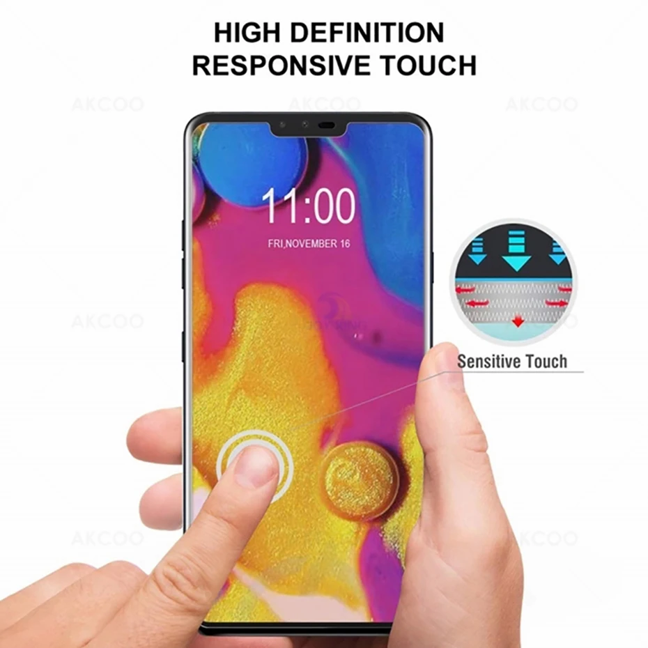 Akcoo УФ жидкое стекло для LG V40 V50 ThinQ Защита экрана для LG V30 G7 G8 ThinQ H930 Закаленное стекло пленка для H931