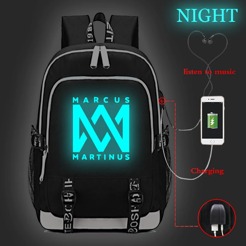 2 Маркус и Мартинус светящийся USB для зарядки Mochila рюкзак для студентов модный красивый школьный рюкзак - Цвет: 2