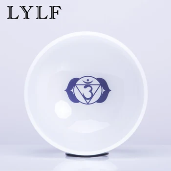 

8 Inch A Third Eye Indigo Chakra Symble Pattern Quartz Crystal Singing Bowl