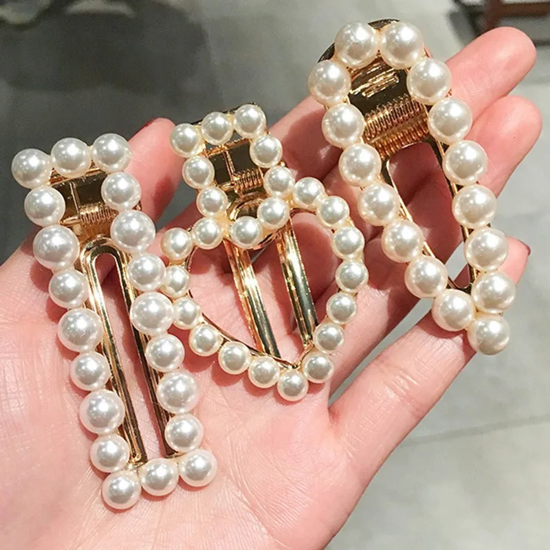 

1Pcs Pearl Hairpin Hair Accessories Korea Net Red Hollow Design Sense Hairpin Duckbill Clip Trend Personality Liu Seaside Clip