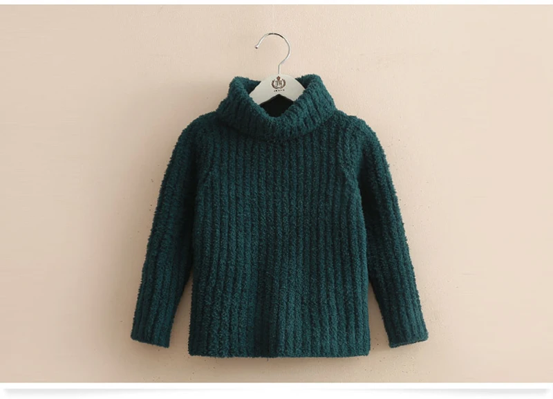 Толстый теплый свитер с высоким воротником для девочек и мальчиков; сезон осень-зима; Детские эластичные мягкие Пуловеры; свитер; От 3 до 10 лет