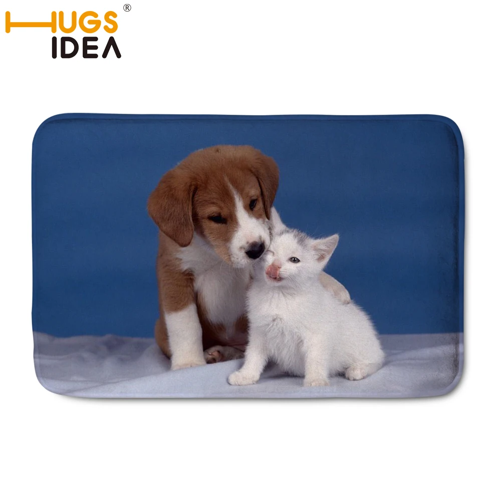 HUGSIDEA милый кот печатных фланель Ковры Коврики дома Гостиная Спальня скольжения Ковры Ванная комната Стопы Pad противоскольжения украшения