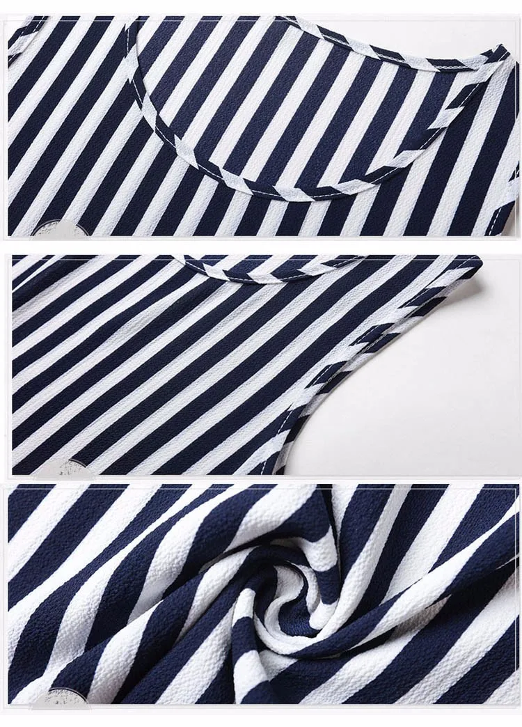 Sleeveless Blusa Women Summer Chiffon Striped Dot Blouses Tops elegant Casual Loose Plus Size Tank Top Vetement Femme 2016  A292 j