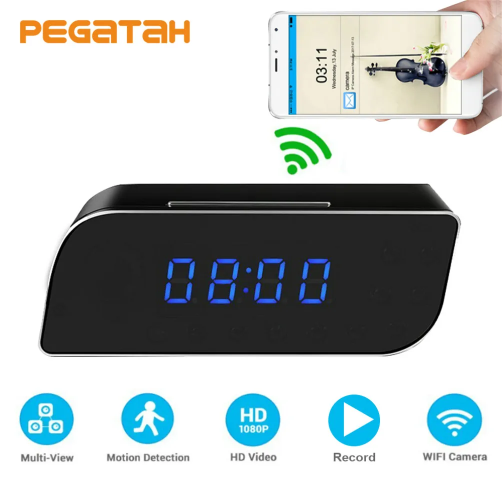 

1080P HD Mini Camera WIFI with Remote Control Night Vision Motion Detection IP Camera WIFI Alarm Clock Camera