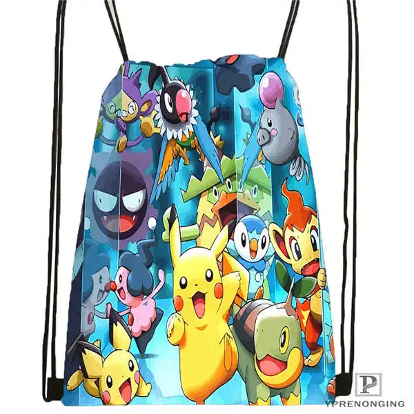 Пользовательские pokemon_pikachu@ 02-походная сумка на шнурке милый рюкзак для детей(черная спинка) 31x40 см#180611-01-43
