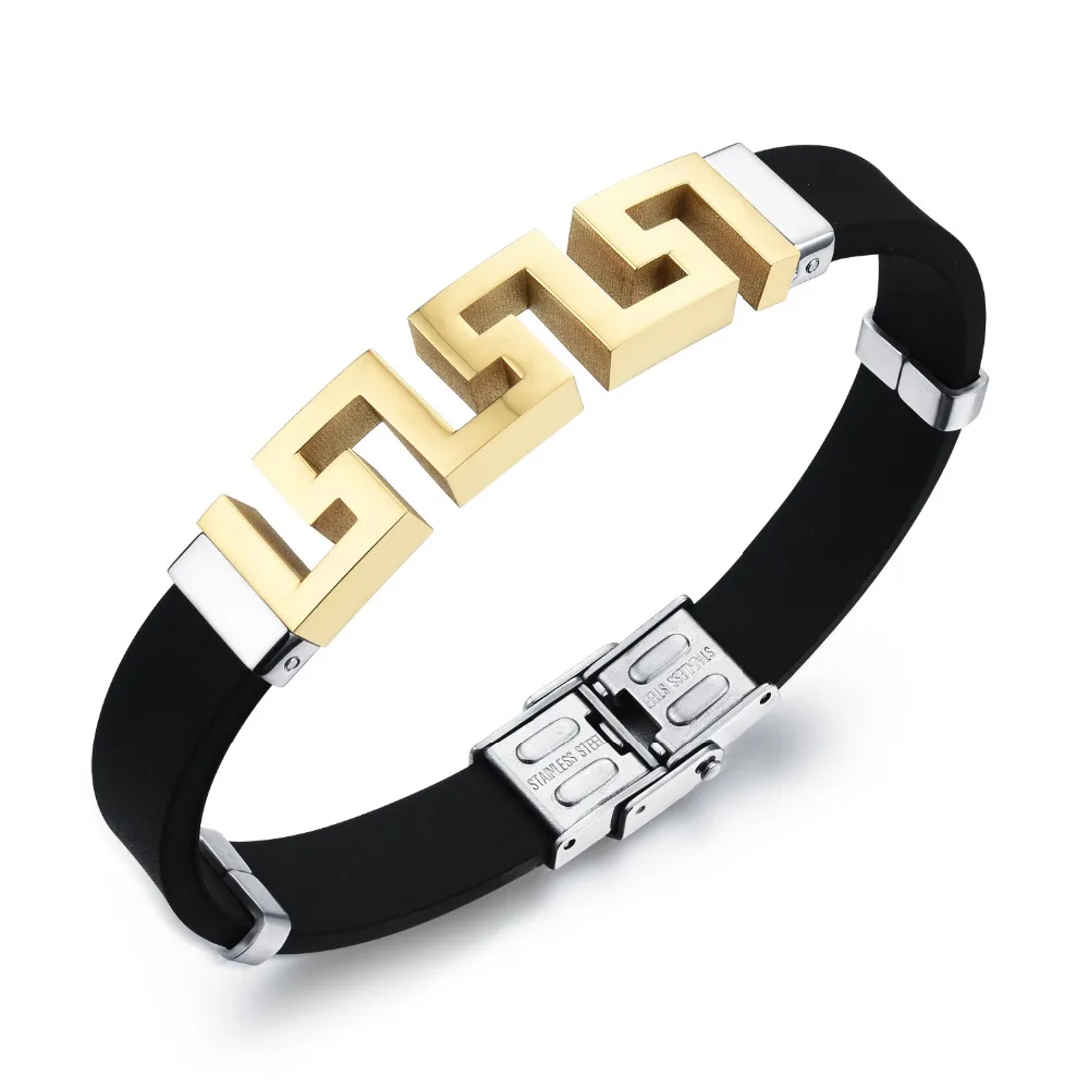 Mens stainless steel bracelet in Greek design| 11mm width 85%OFF Mens stainless steel bracelet in Greek design| 11mm width 85%OFF