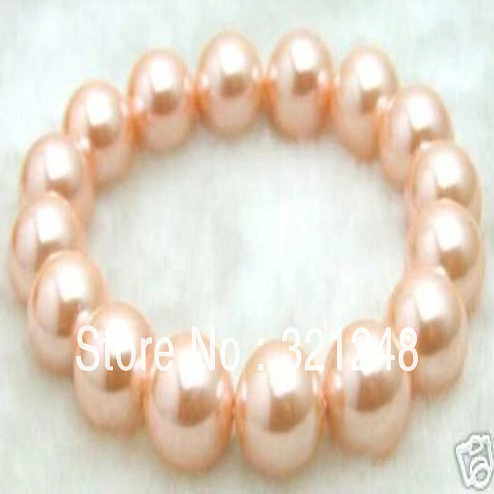 

Free shopping new 2014 diy 12MM perfect Round pink Shell Pearl bracelets GE5358
