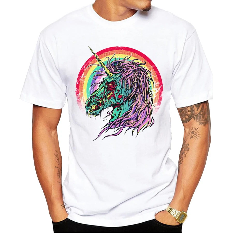 2018 New Arrivals Zombie Horse Men T Shirt Vintage Printed Tshirt