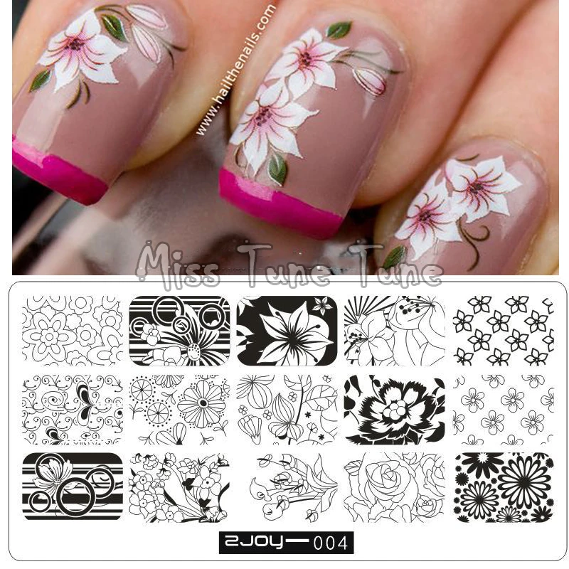 

Premium Nail Stamping Plates ZJOY04 Lily Flower Nail Art Template Printing Tool Stamp Polish Image Transfer Manicure