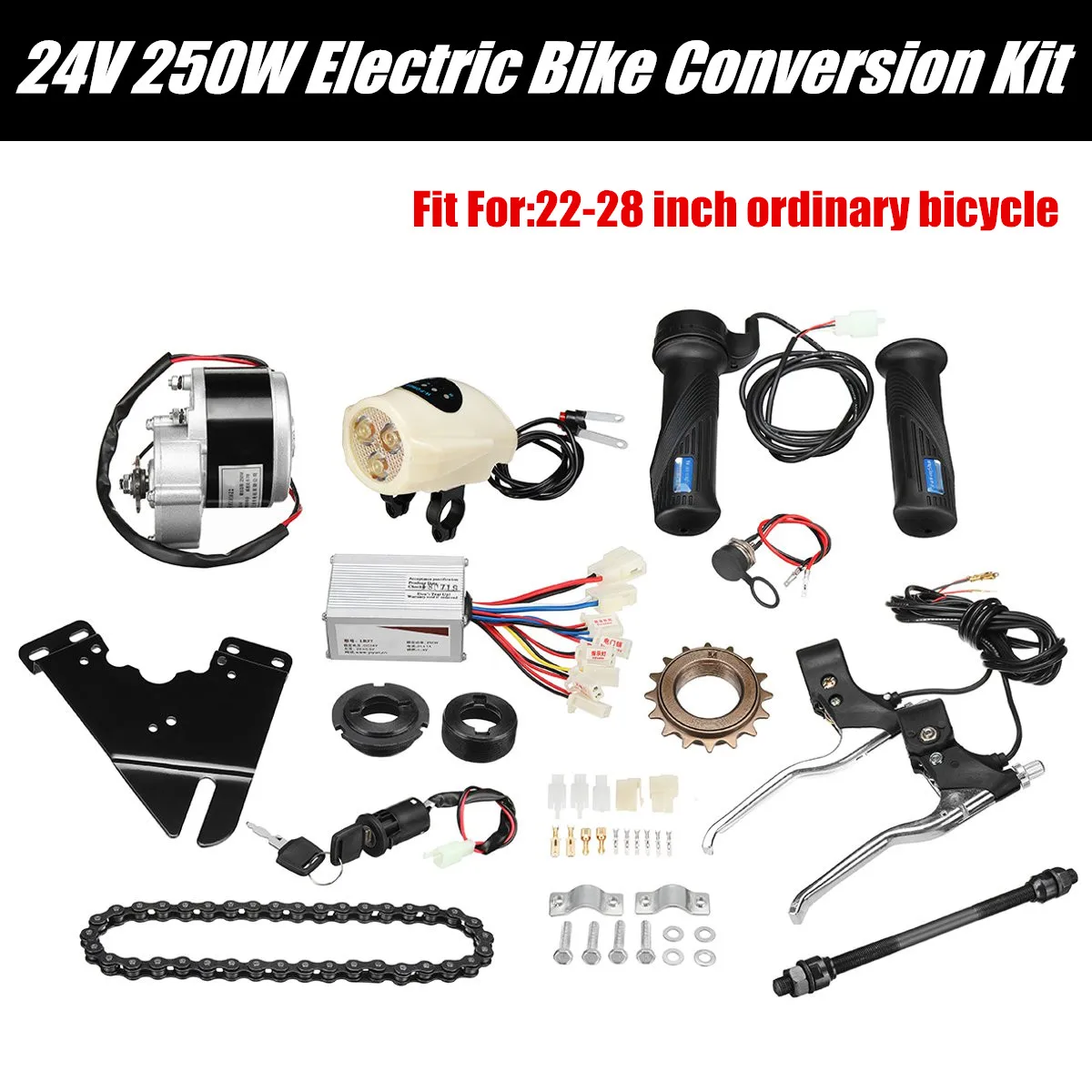 

24V 250W Motor Controller Electric Bike Kit Electric Bicycle Conversion Kit for Ordinary Common Electric Bicycle