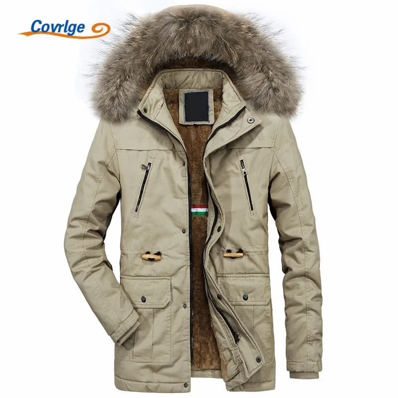 lightweight parka Covrlge Men Parka Coat 2018 Men's Warm Winter Jacket Men Slim Thicken Fur Hooded  Style Padded Male Hooded Coats S-4XL MWM066 black parka