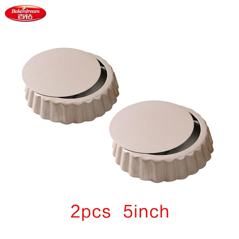 

Bakerdream 2 pcs 5" Mini Tart Pan Round Shaped Fluted Cake Tin NONS-TICK Round Cake PAN Cake Tins