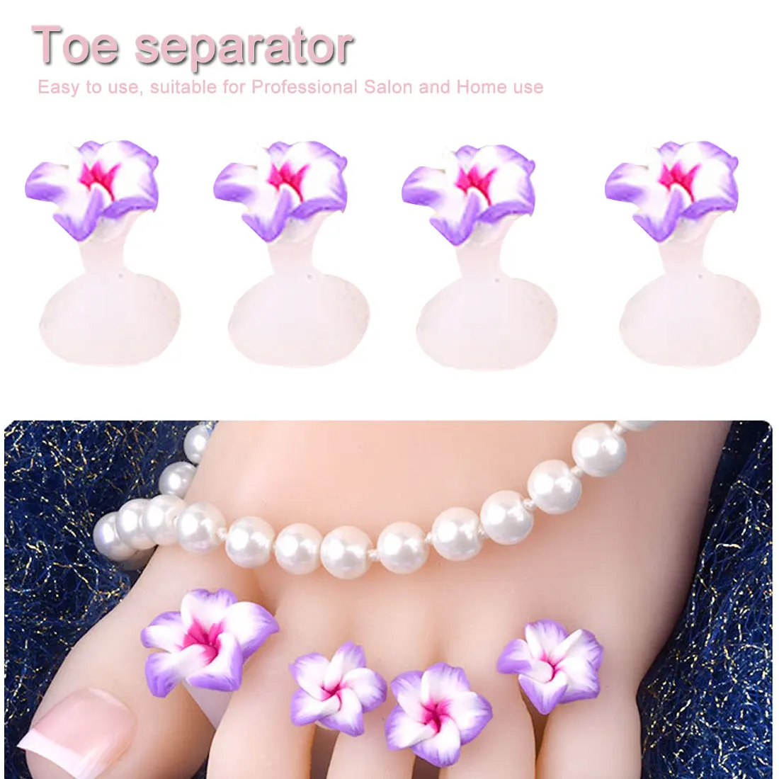 

8pcs/set Nail Tools Nail Silicone Finger Splitter Toe daisy Drops Rhinestone Toe Separator Nail Art Tools