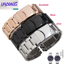 Ремешок из нержавеющей стали 17 мм черный серебристый двойной глубокие углубления сменный ремешок для часов Swatch YRS ремешок для часов+ инструмент