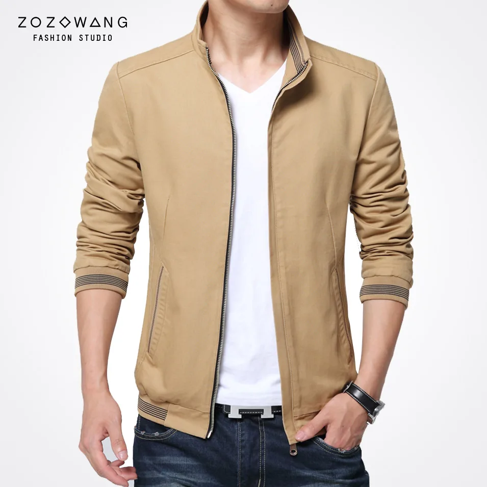 Zozowang Cozy Male Jacket New Stand Collar Coat Men Solid Casual Jacket ...