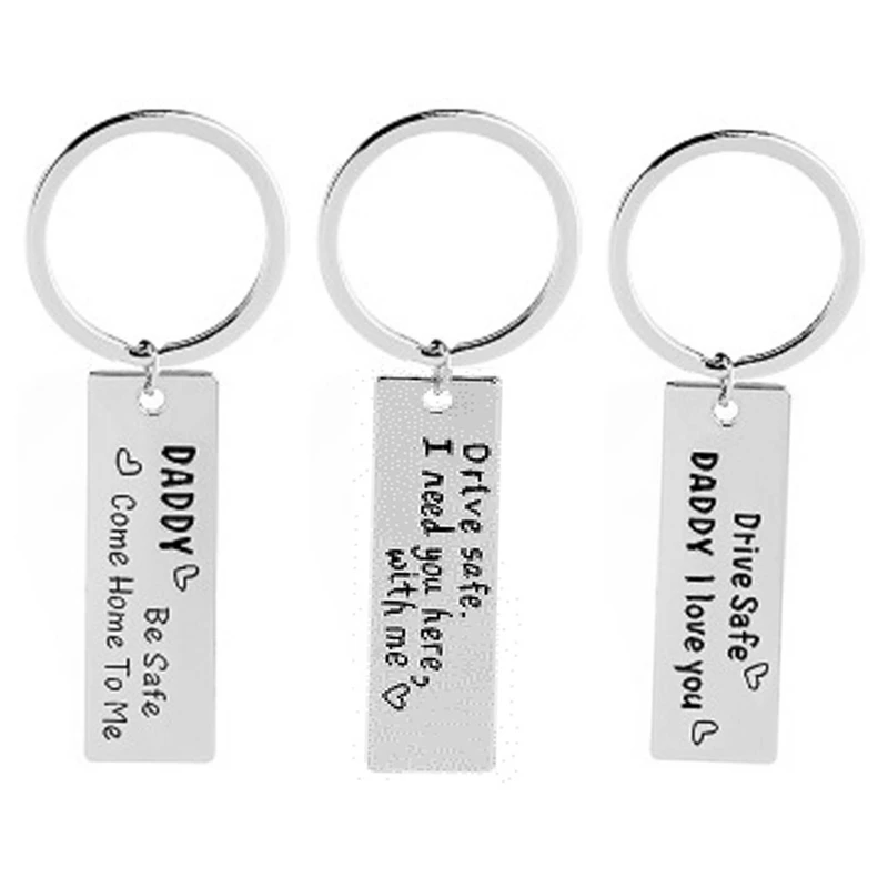 

Hot Sell Fathers Day Gifts I Love You Dad Dad Drive Safe Friend Charm Alloy Keychain Family Keyring Gift For Daddy