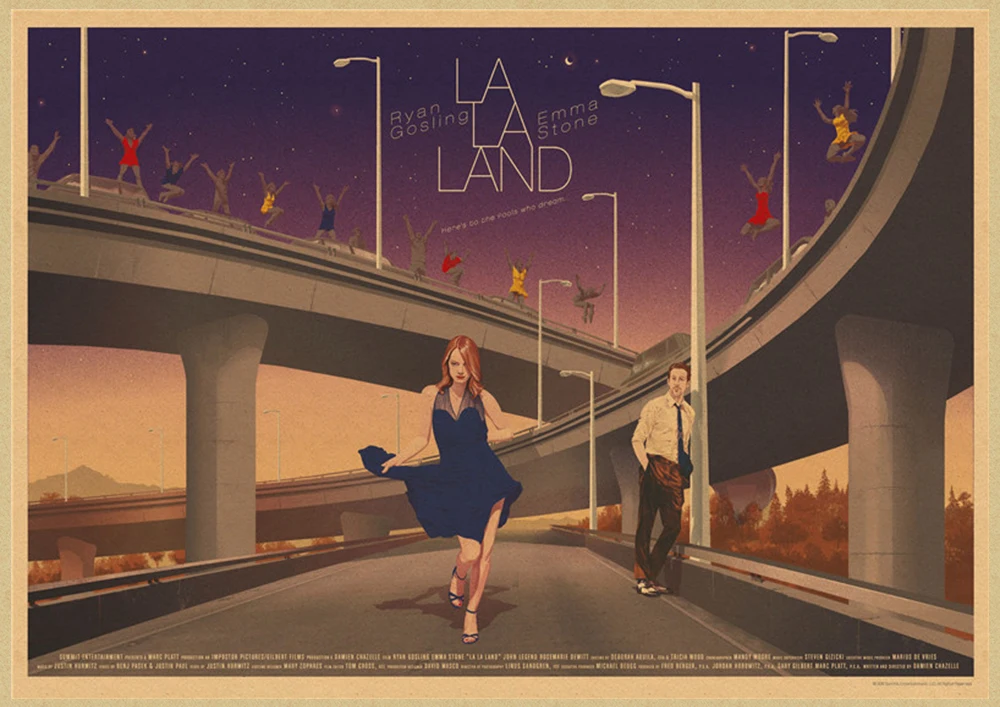 LA LAND фильм плакат из крафт-бумаги плакаты настенные наклейки домашний декор домашний художественный бренд - Цвет: Светло-зеленый