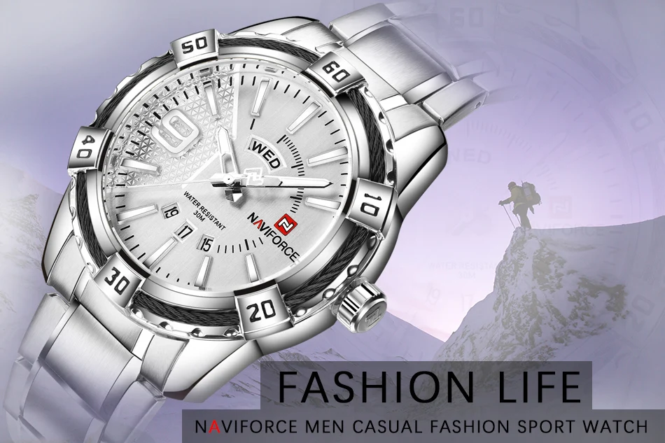 NAVIFORCE люксовый бренд для мужчин s Бизнес Кварцевые часы повседневные спортивные часы для мужчин Дата дисплей наручные часы Мужские часы Relogio Masculino