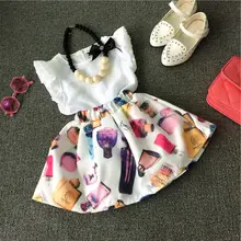 Одежда для малышей комплект из 2 предметов летняя одежда футболка без рукавов+ юбка с цветочным рисунком комплект детской одежды LZ возраст от 1 года до 6 лет
