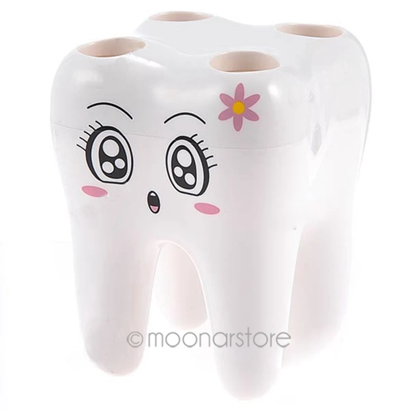 

Cartoon Teeth Shape 4 Holes Toothbrush Holder Stand Brush Rack Tooth Brush Shelf Shaving Razor Storage Holder for bathroom