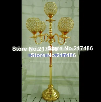 

Beautiful Wedding Event decoration gold crystal ball Walkway Flower crystal candle crystal Aisle Stand 00030