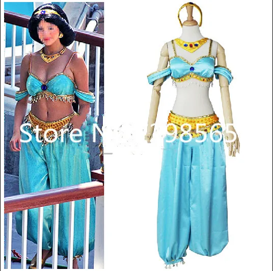 

Custom Made Aladdin Princess Jasmine Dress Outfit Costume Movie Cosplay Costume For Halloween and Party