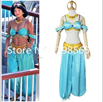 

Custom Made Aladdin Princess Jasmine Dress Outfit Costume Movie Cosplay Costume For Halloween and Party
