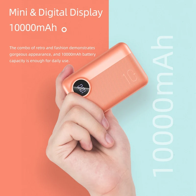 ROCK 10000mAh светодиодный мини-внешний аккумулятор 18W type C PD3.0 для быстрой зарядки 3,0 Портативный внешний аккумулятор для iPhone samsung huawei