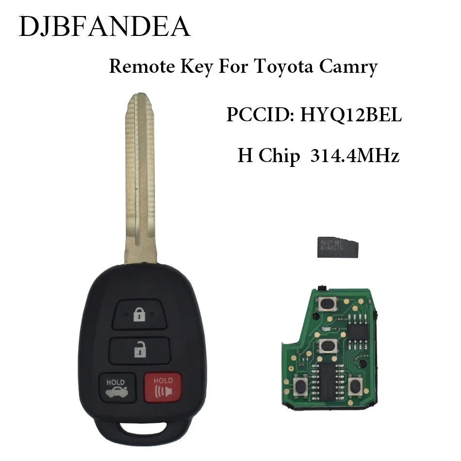 Djbfandeшт./лот 3 H чип 4 кнопки 314 мГц автомобиль удаленный Автомобильный ключ для TOYOTA HYQ12BEL Corolla 2014-2015 Camry 2014-2017