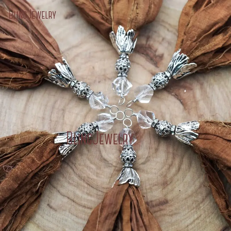 20171213-PM9043- Brown Sari Silk Tassel Pendant Oxidized Silver_12