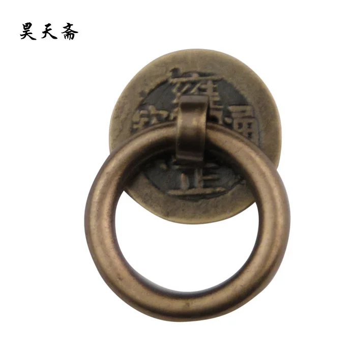 

[Haotian vegetarian] special Chinese antique copper ring door handle drawer handle HTE-206 classic medicine cabinet