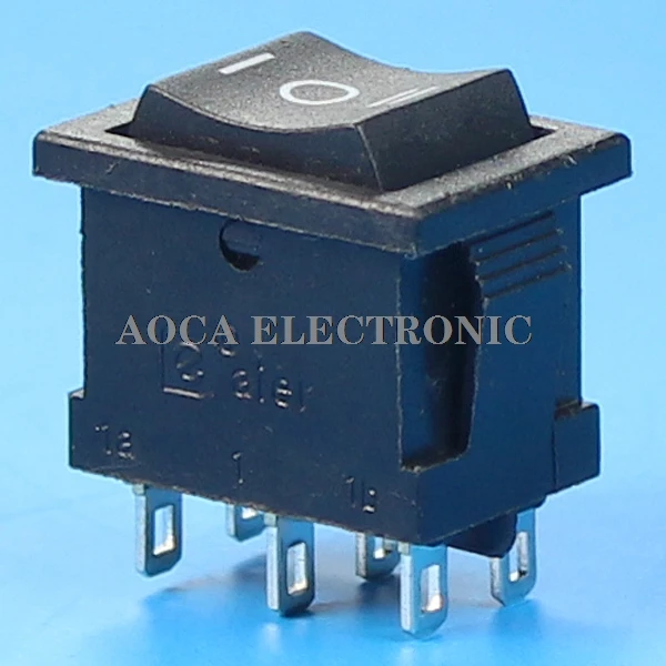 100PCS KCD1-1-203 DPDT 6 Pins Miniature Rocker Switch ON-OFF-ON 3 Position 6A 250VAC