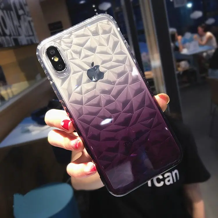 

Crispyfish Gradient diamond Transparent Soft TPU Case For iPhone 7 8 Plus Anti knoc Silicone Cover For iPhone XS XR XS MAX 6 6s