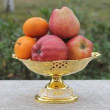 Livraison gratuite élégant creux plaqué or séché assiette de fruits collation plateau/maison de luxe bol de fruits
