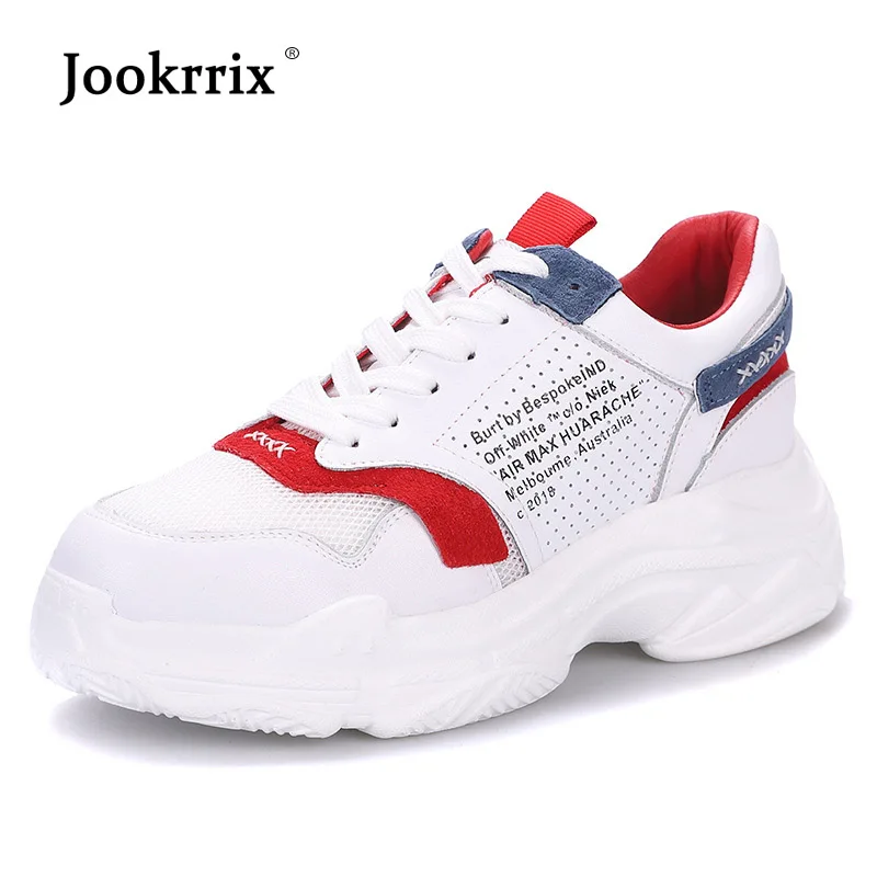 

Jookrrix Casual Platform Shoes Women Brand White Sneakers Lady footware Real Leather Female chaususre Breathable Girl Flats