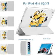 MTT for iPad mini 1/2/3 Case Minions take photo Fold Stand Case Cover with Auto Sleep / Wake Feature for Apple iPad mini 1 2 3 4
