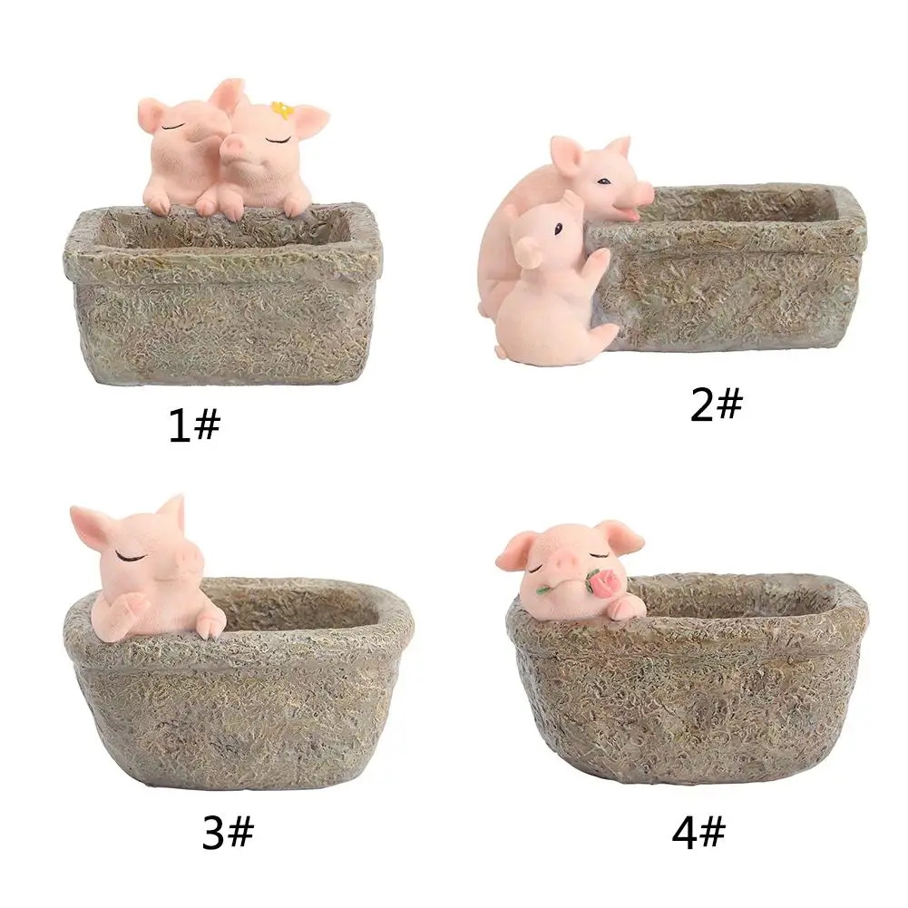 

Plant Pots Pig Shaped Resin Flower Pot Innovative Fun Garden Desktop Potted Ornaments Hanging Decor Mini Flower Pots