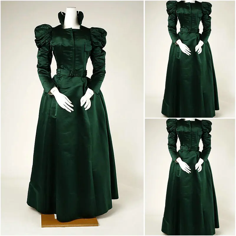 Historical Customer made Green Vintage Costumes Renaissance Dress ...