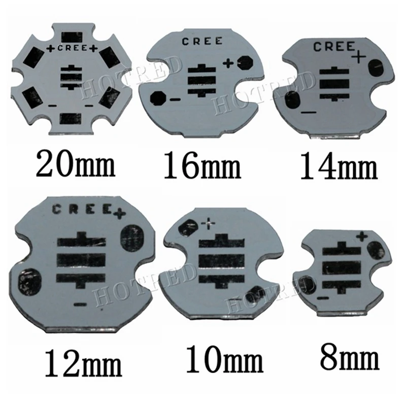 50 шт./лот алюминиевая плата Cree XPE для светодиодных ламп 20 мм 16 14 12 8 мм|cree xpe|pcb