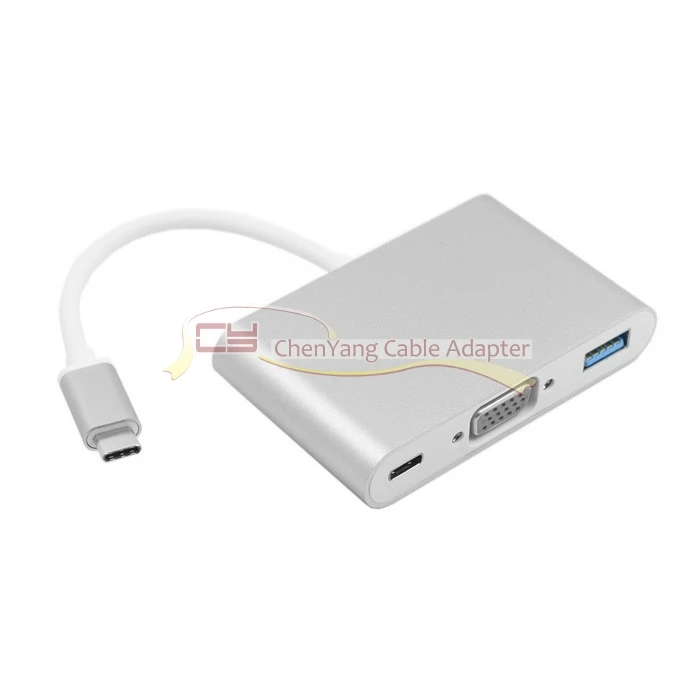 Xiwai USB-C USB 3,1 type C к VGA проектор и USB OTG и USB-C Женский адаптер зарядного устройства высокого качества кабель